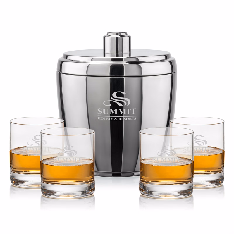 Pescara Ice Bucket & Dresden On-the-Rocks Set