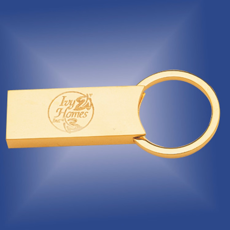 Gold Plated Brass Rectangular Keyring