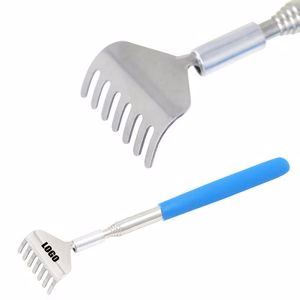 Extendable 6 Teeth Silver Telescope Back Scratcher