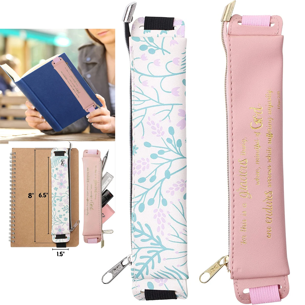 Leather Adjustable Elastic Band Pen Holder 1