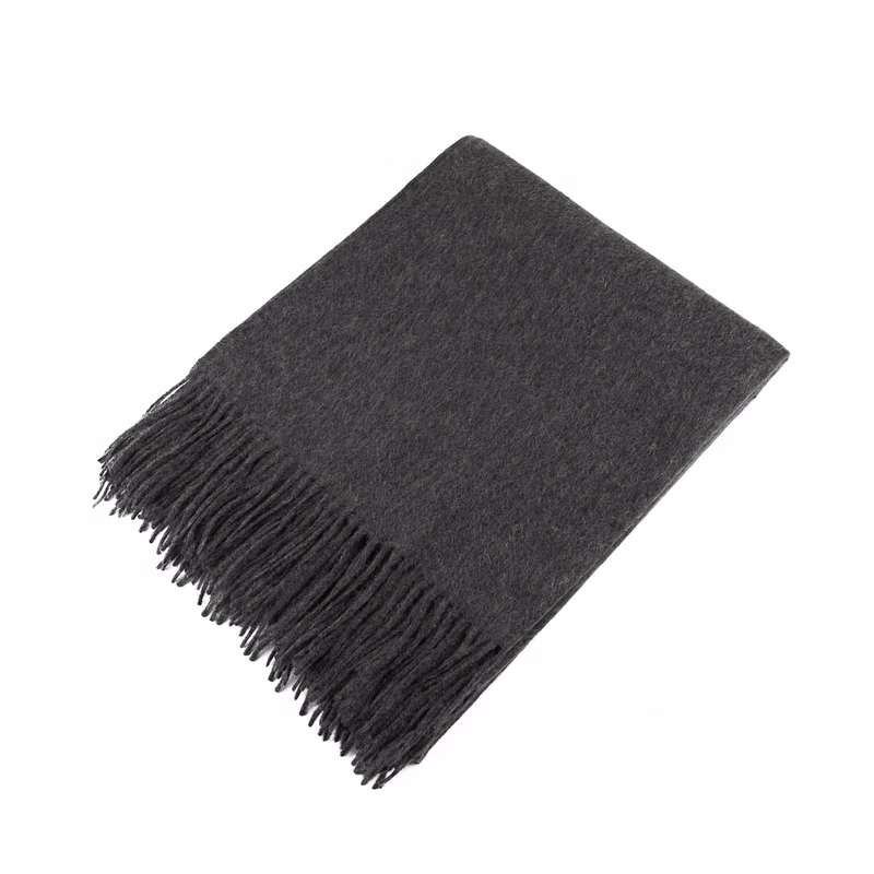 Dark Grey 60% Cashmere Throw Blanket