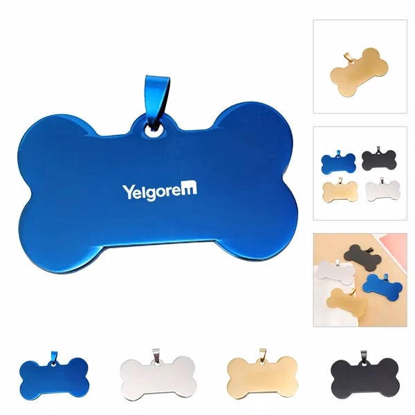 Custom Aluminum Bone-Shaped Pet ID Tag 1.5x0.98 — Dog & Cat Safety