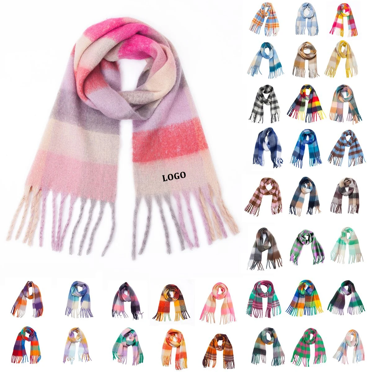 Big Coloured Checked Winter Warm Wrap Scarf 1