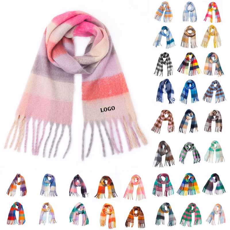 Big Coloured Checked Winter Warm Wrap Scarf