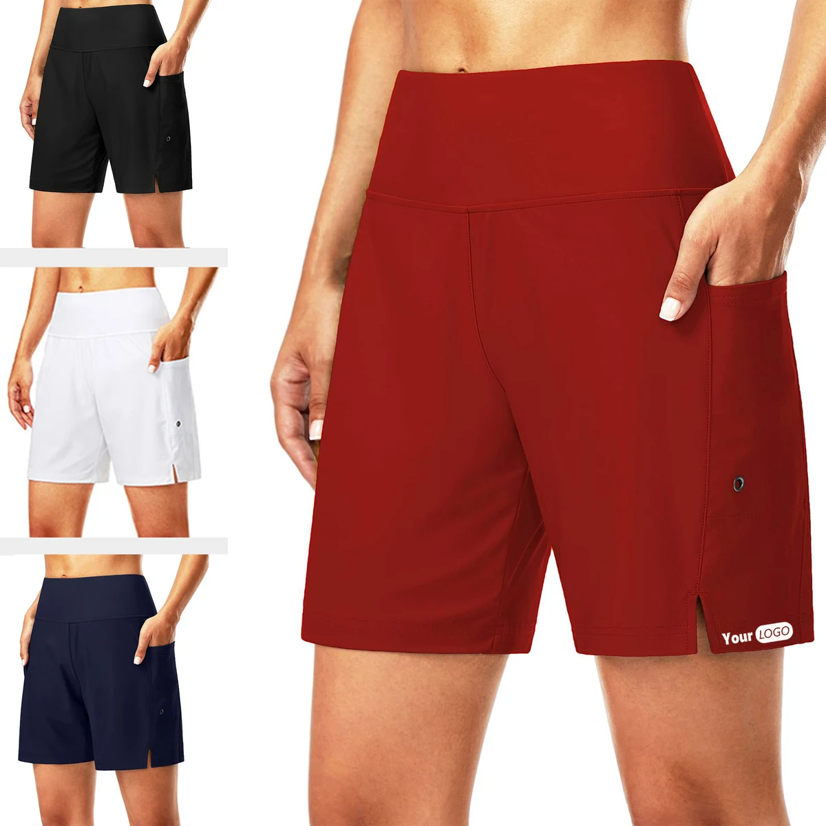 7" Long Waist Swim Shorts with Zipper Pocket 1