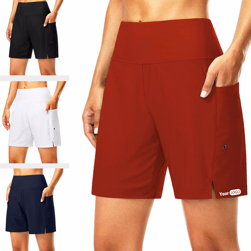7" Long Waist Swim Shorts with Zipper Pocket