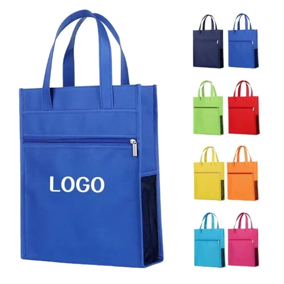 Portable Waterproof Oxford File Tote Bag with Handle Zipper, custom tote bag with logo imprint 1