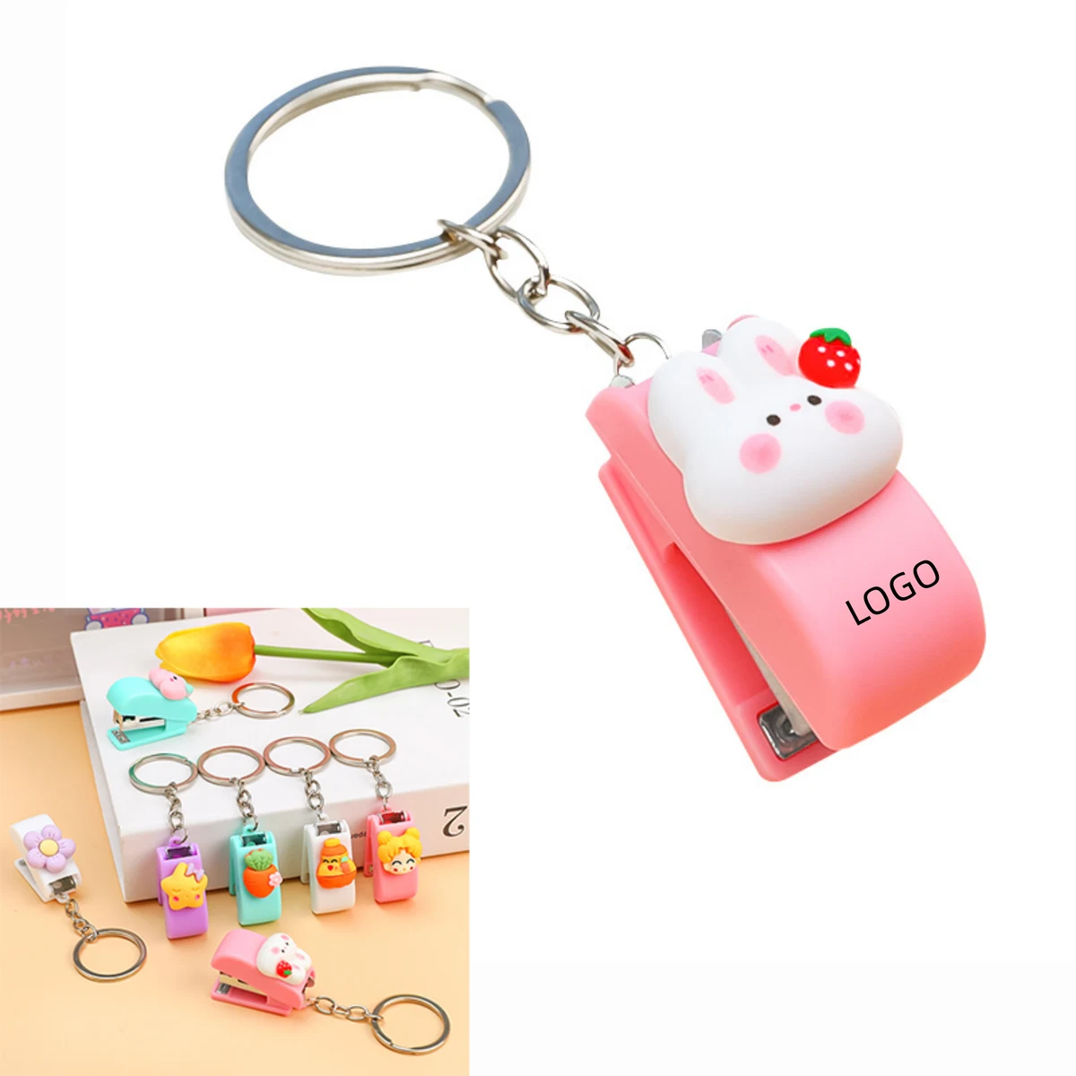 Plastic Mini Book Binding Stapler With Key Ring 1