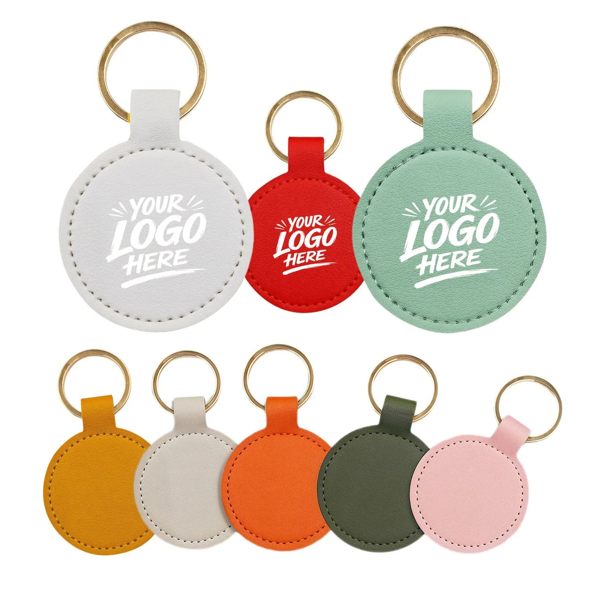 PU Leather Round Key Case Snap Closure Compact Holder 1