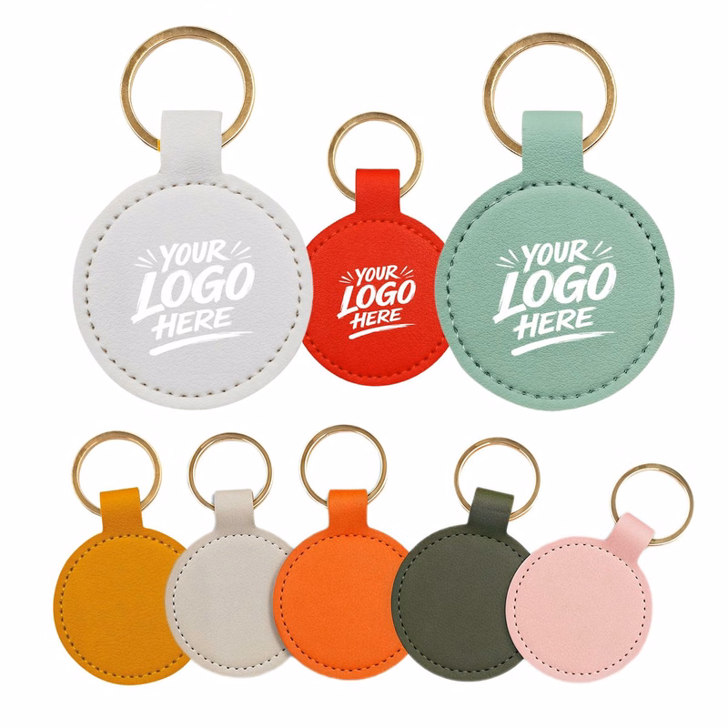 PU Leather Round Key Case Snap Closure Compact Holder