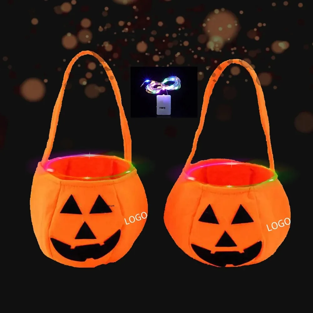 Halloween Pumpkin Trick or Treat Bag with LED Light 1