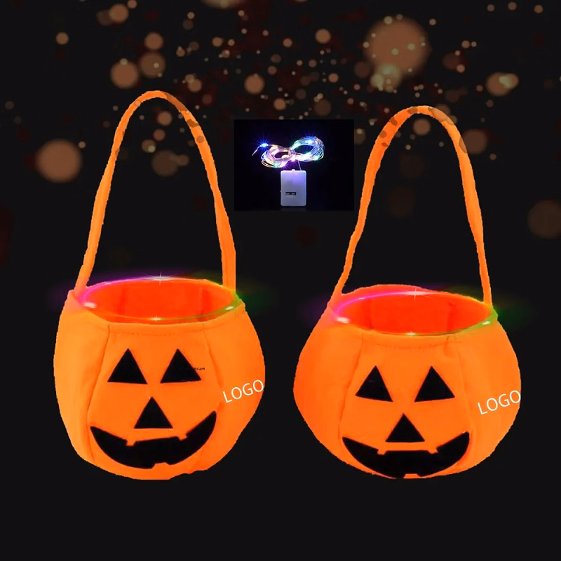 Halloween Pumpkin Trick or Treat Bag with LED Light