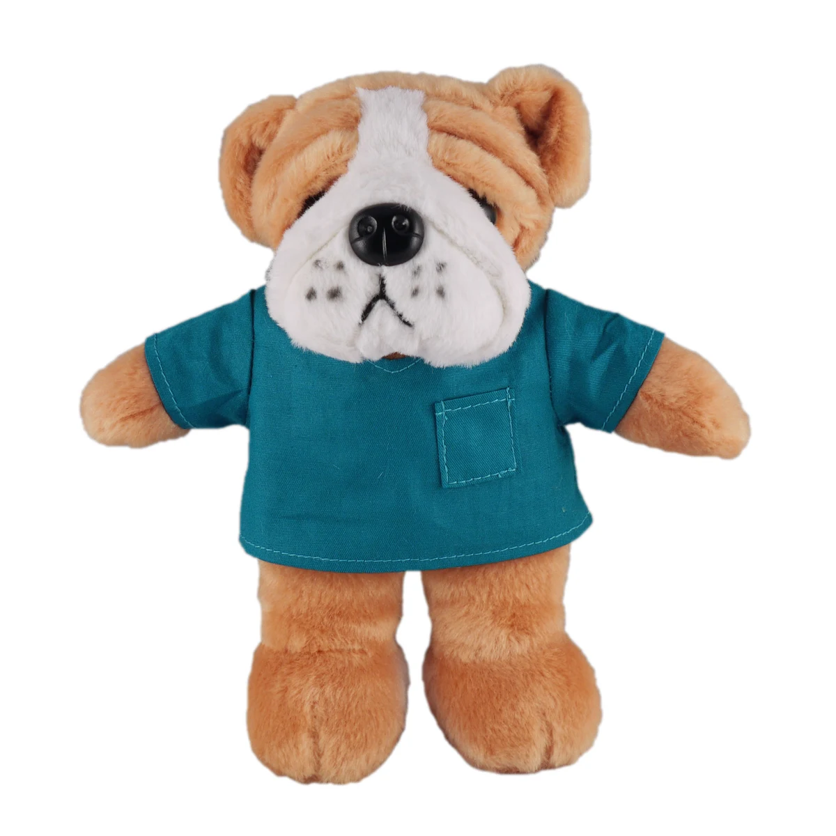 Soft Plush Stuffed Bulldog in scrub shirt 1