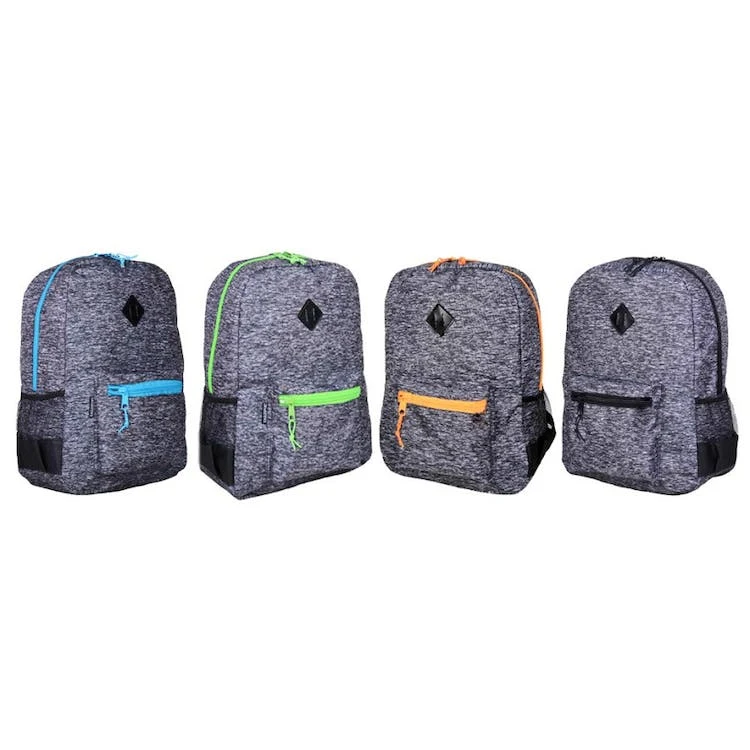 18" Classic Backpacks - Jersey Gray Neon Zippers 1
