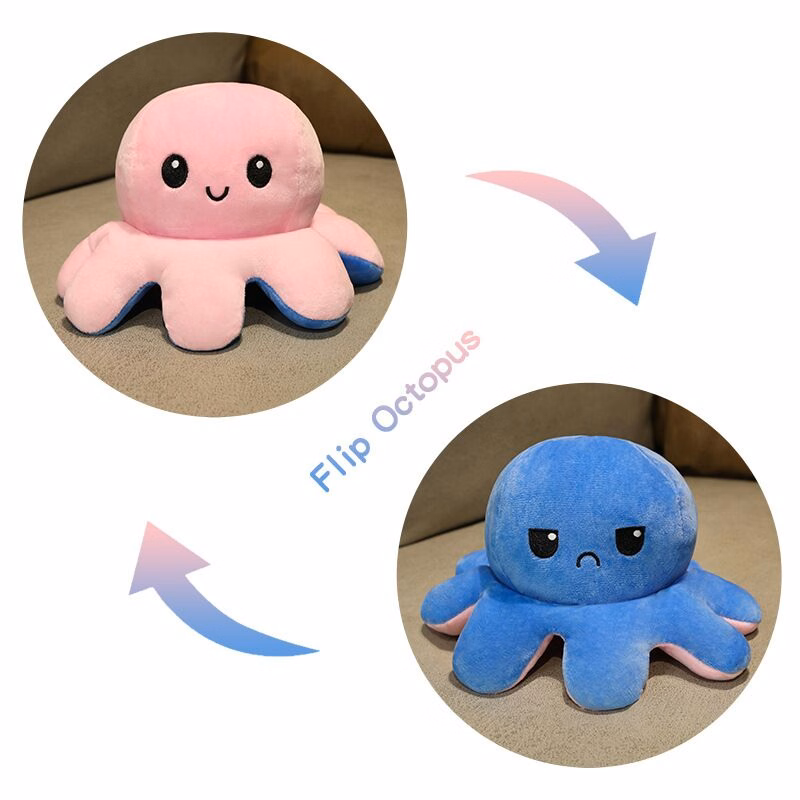 1-Piece Double Sided Flip Octopus Plush Toys 20cm