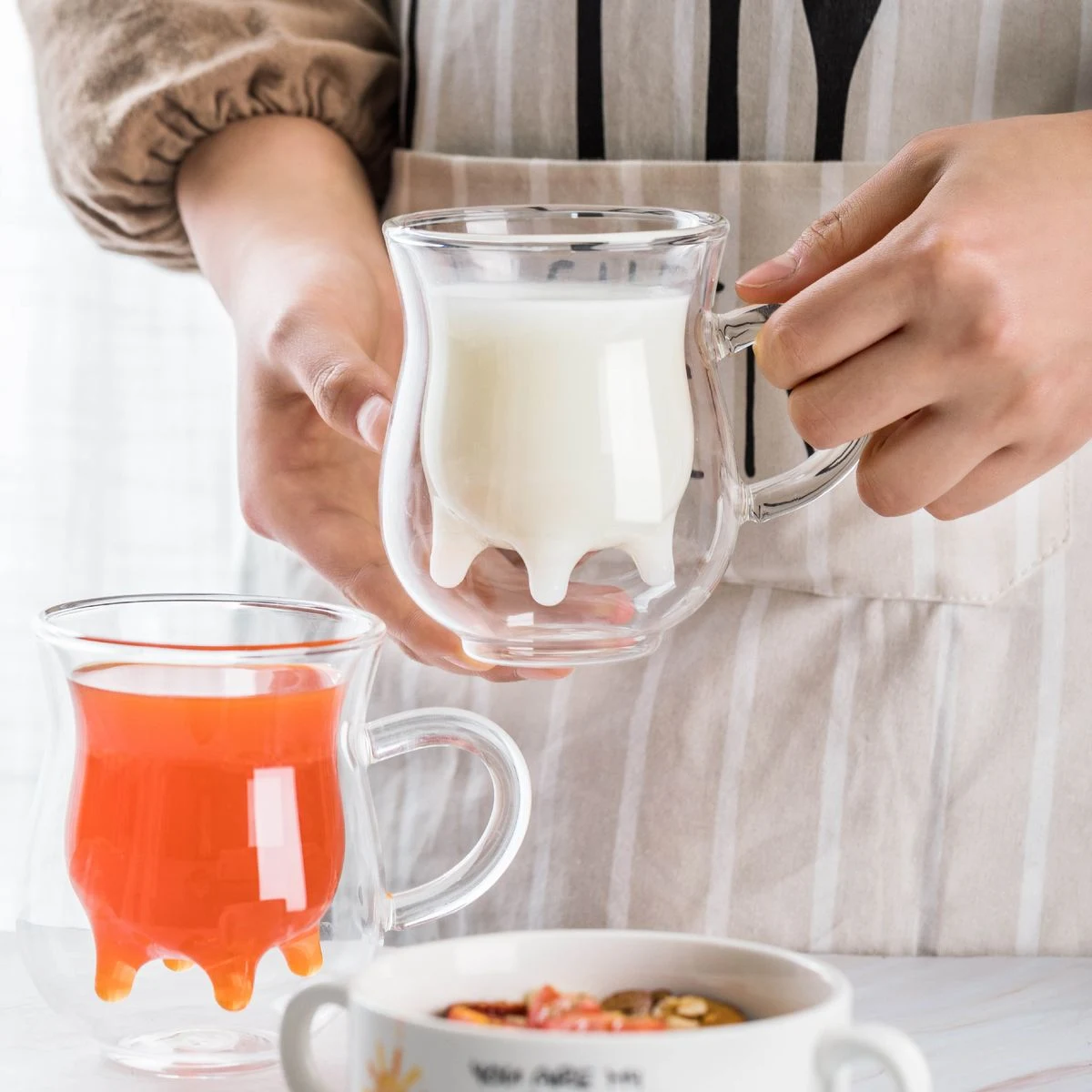 8.5 oz Unique Shape Design Glasses Milk Cups 1