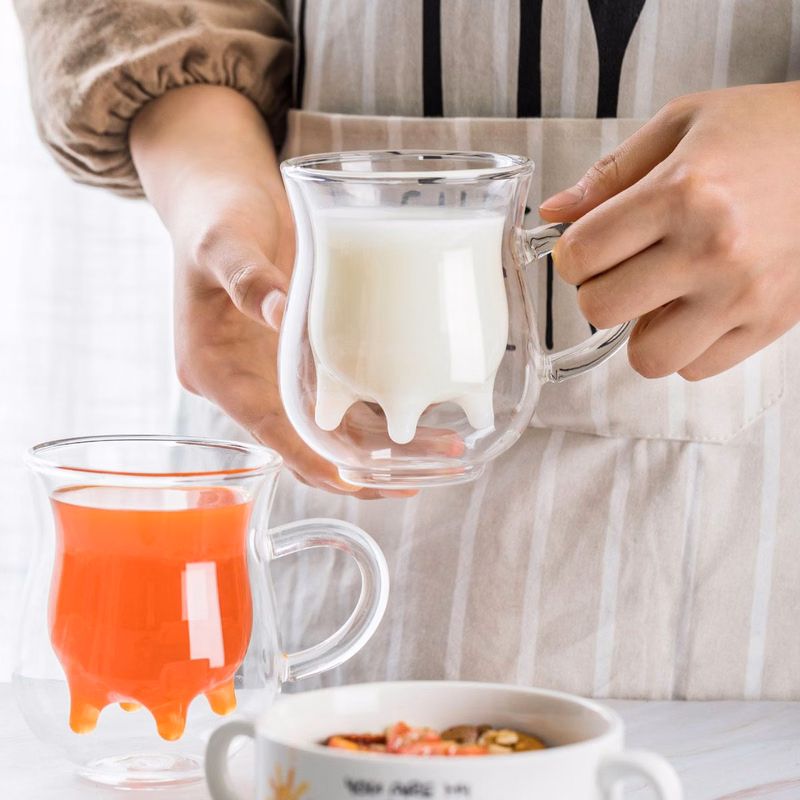 8.5 oz Unique Shape Design Glasses Milk Cups