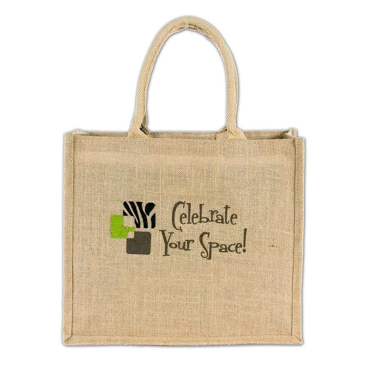 Bermuda Laminated Jute/Burlap Tote Bag 16x6x14" 1