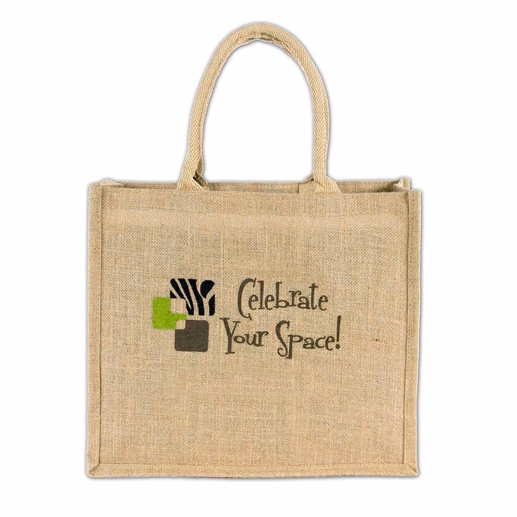 Bermuda Laminated Jute/Burlap Tote Bag 16x6x14"