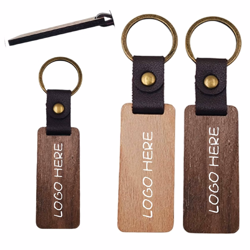 Textured Wooden Keyring Natural Wood Key Chain