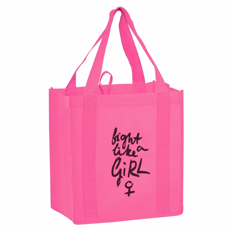 Pink Non-woven Grocery Tote - Awareness