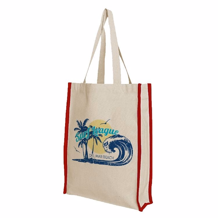 Accent Gusset Red Cotton Tote