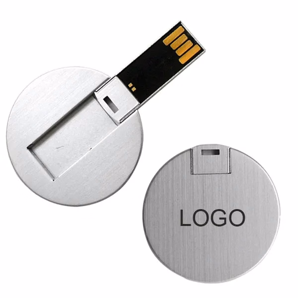 Metal Round Flip Card USB Flash Drive