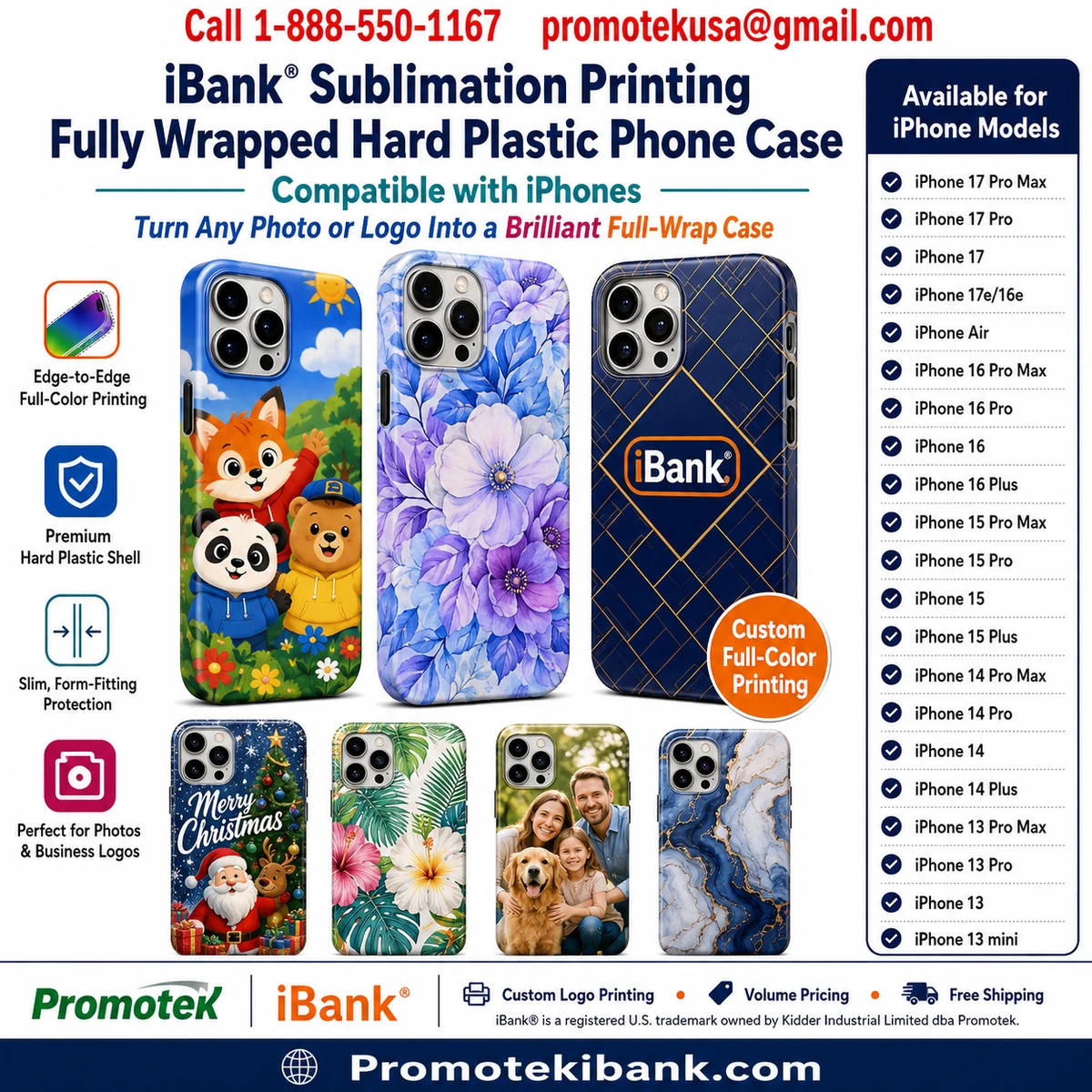 iBank ® Full Color Protective Hard Case compatible with iPhone 17/16/15/14 Pro Max Air 1