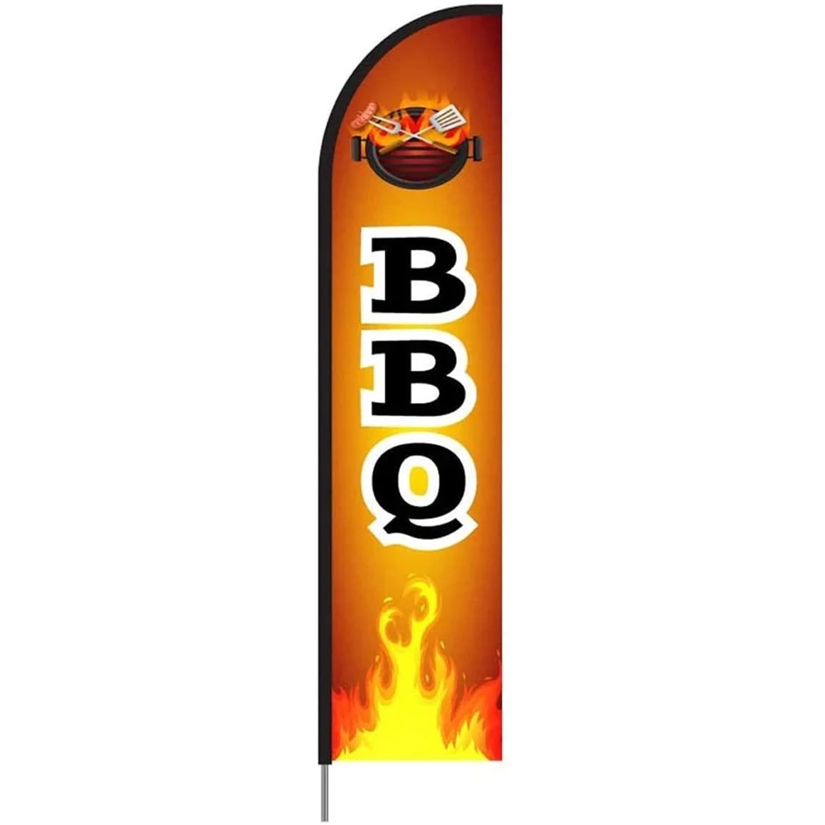 BBQ - Barbeque Feather Flag Banner Signs for Restaurant, Complete Pole Kit 15ft - Brown 1