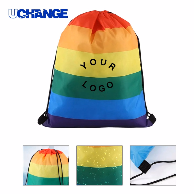 Rainbow Pride Backpack Organizer with Drawstring Closure
