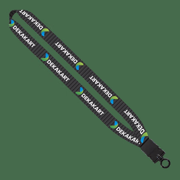1" Dye-Sublimated Lanyard with Plastic Snap-Buckle Release and Plastic O-Ring