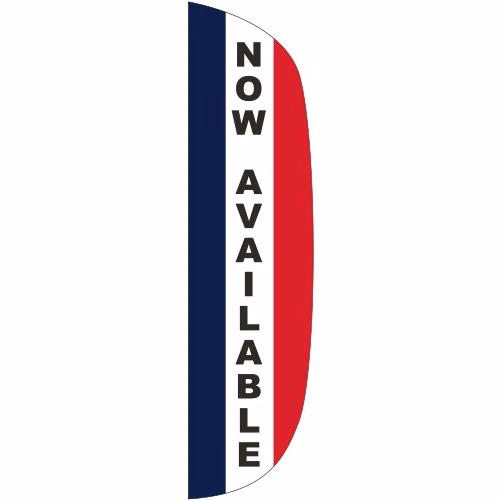"NOW AVAILABLE" 3' x 12' Message Flutter Flag