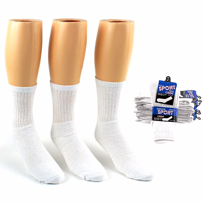 Men's Crew Socks - White 10-13 3 Pack