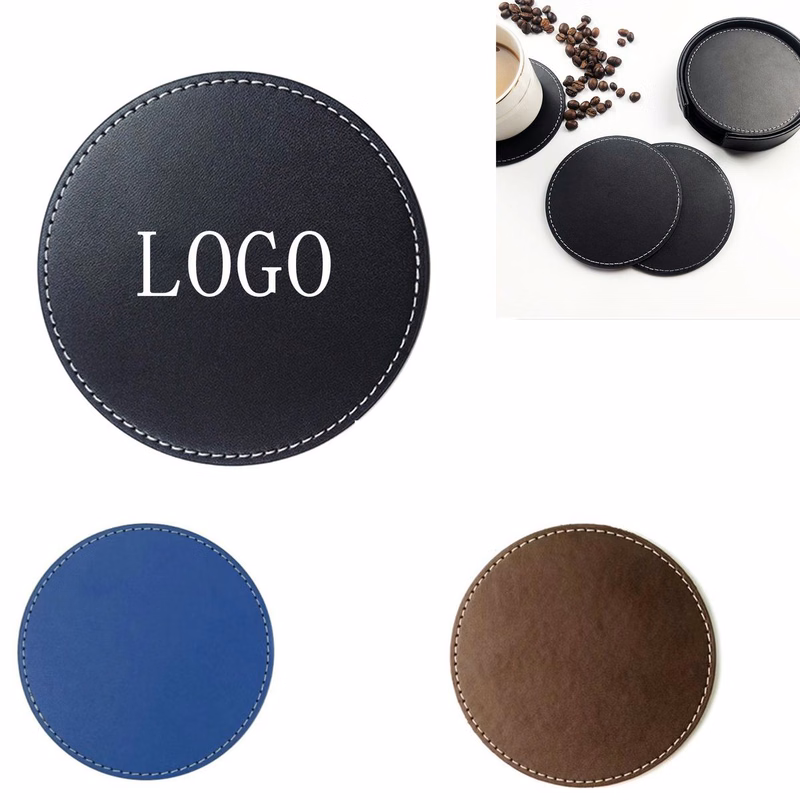 Round Genuine Leather Coaster Heat Resistant Pad
