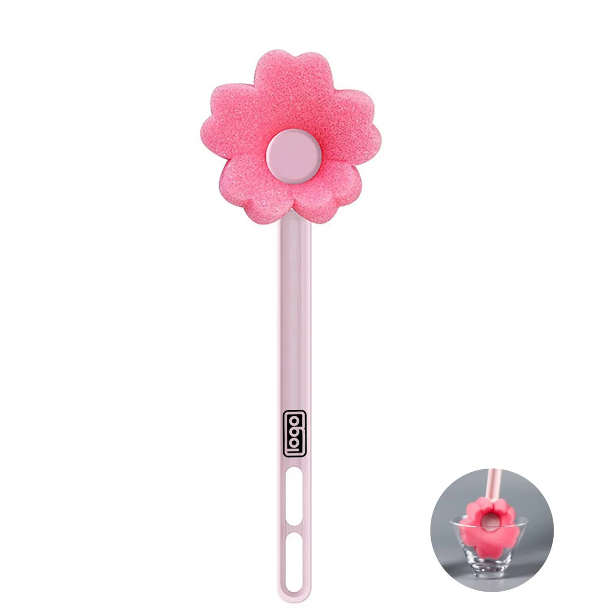Hanging Flower-Shaped Long-Handle Sponge Cup Brush 1