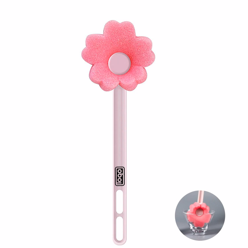 Hanging Flower-Shaped Long-Handle Sponge Cup Brush
