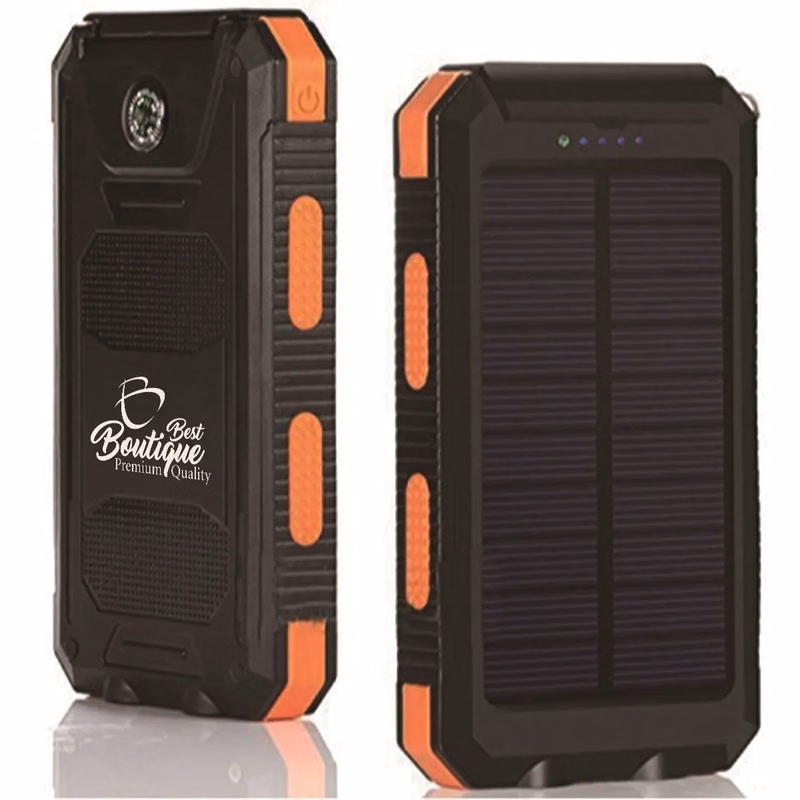 Portable Solar Charger Waterproof Power Bank w/ Flashlights