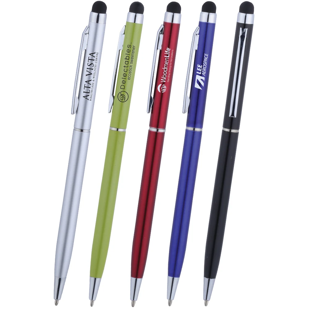 Sleek Thin Metal Twist Action Stylus Ballpoint Pen 1