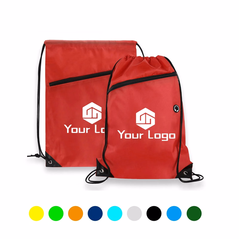 Drawstring Backpack Bag with Zipper Pocket