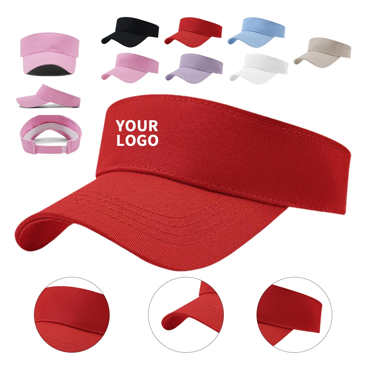 Cotton Sports Sun Visor Hat with Adjustable Headband 1