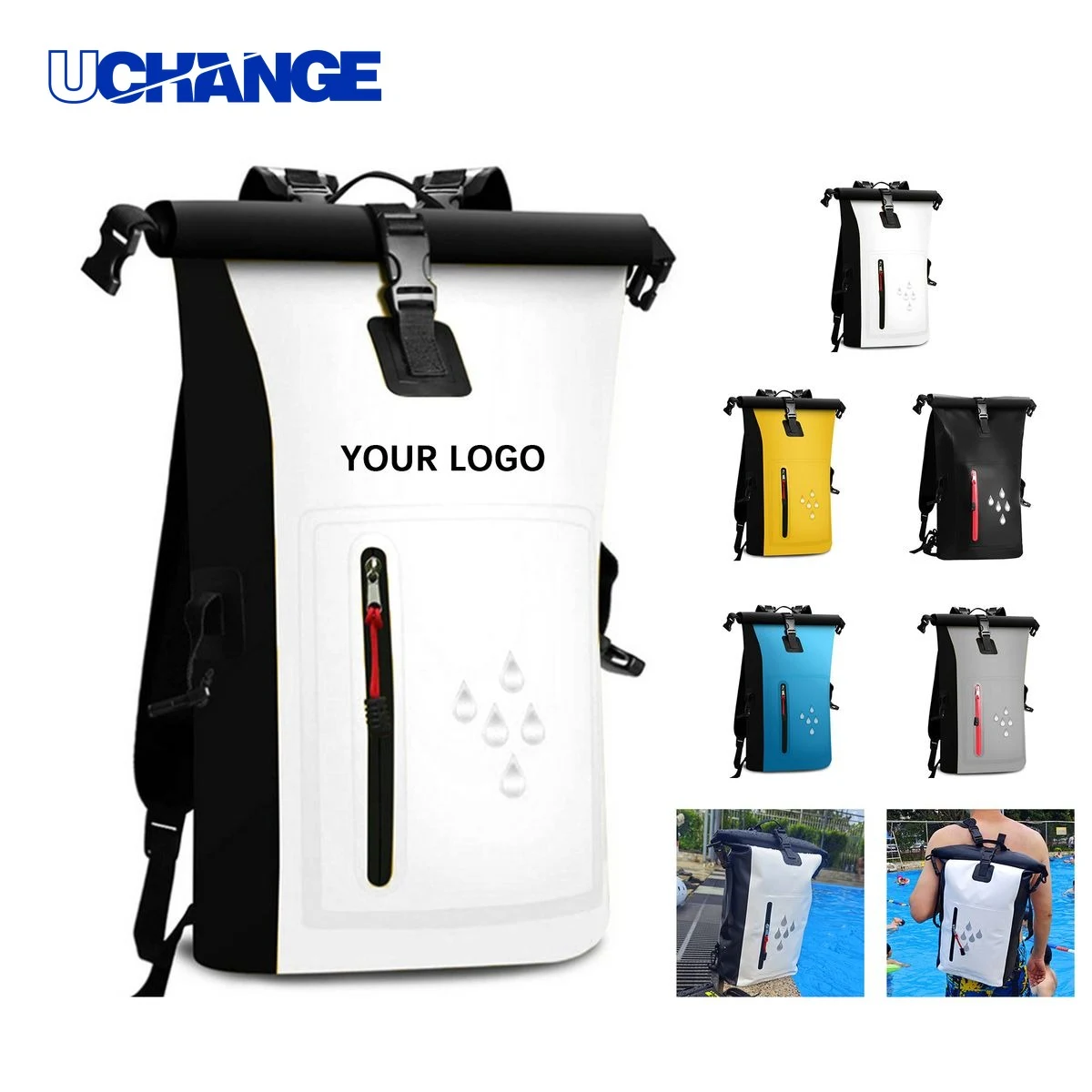 Roll Top Dry Backpack Bag with Detachable Strap 7" x 10" x 17" 1