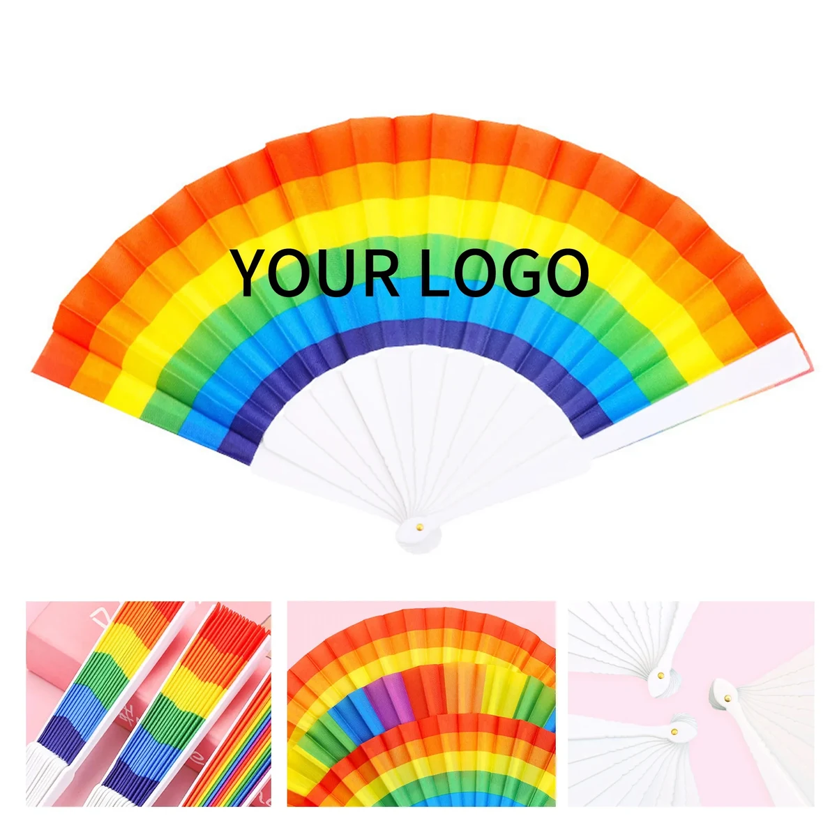 Large Rainbow Handheld Festival Fan 1