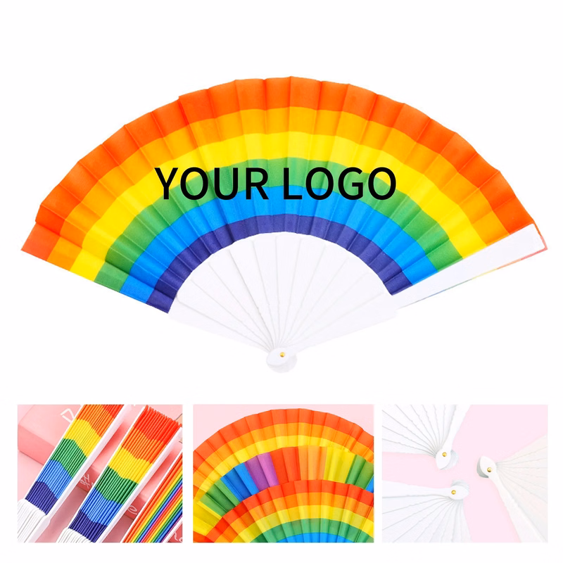 Large Rainbow Handheld Festival Fan