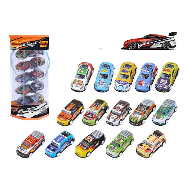Diecast Racing Cars Tube Set Assorted - 15 Piece 1
