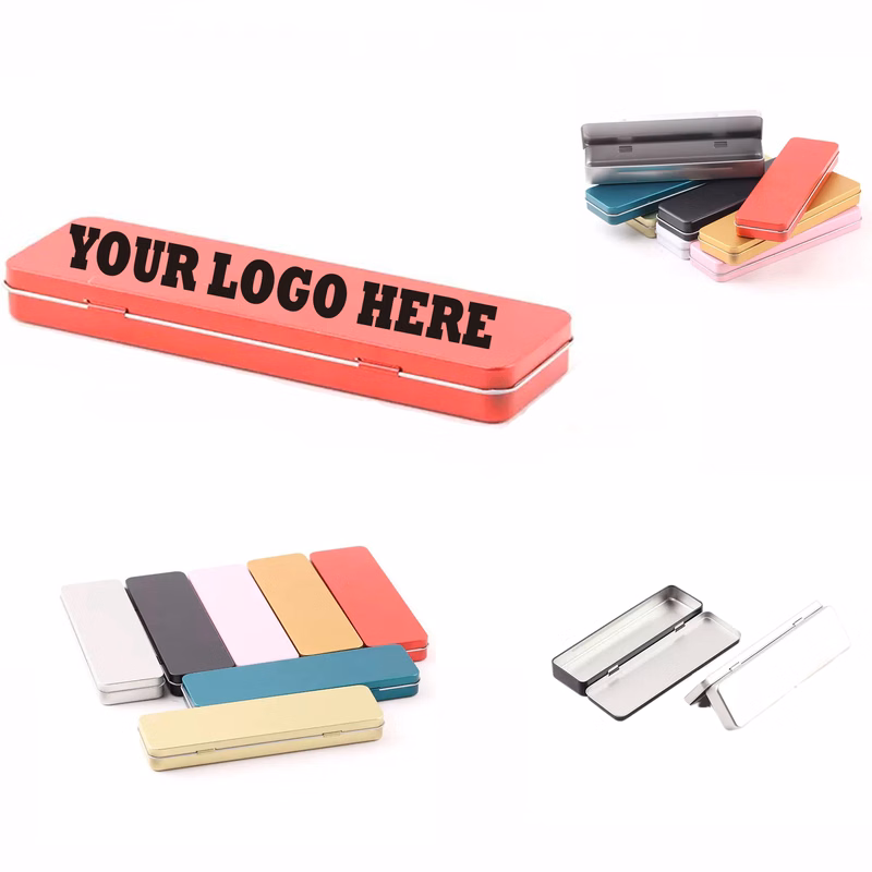 Tinplate Pencil Case Metal Flip-top Container MOQ 10pcs