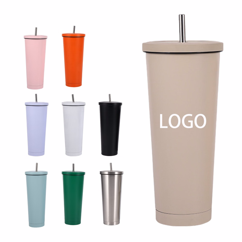 25 oz Steel Thermos Cup with Lid and Straw