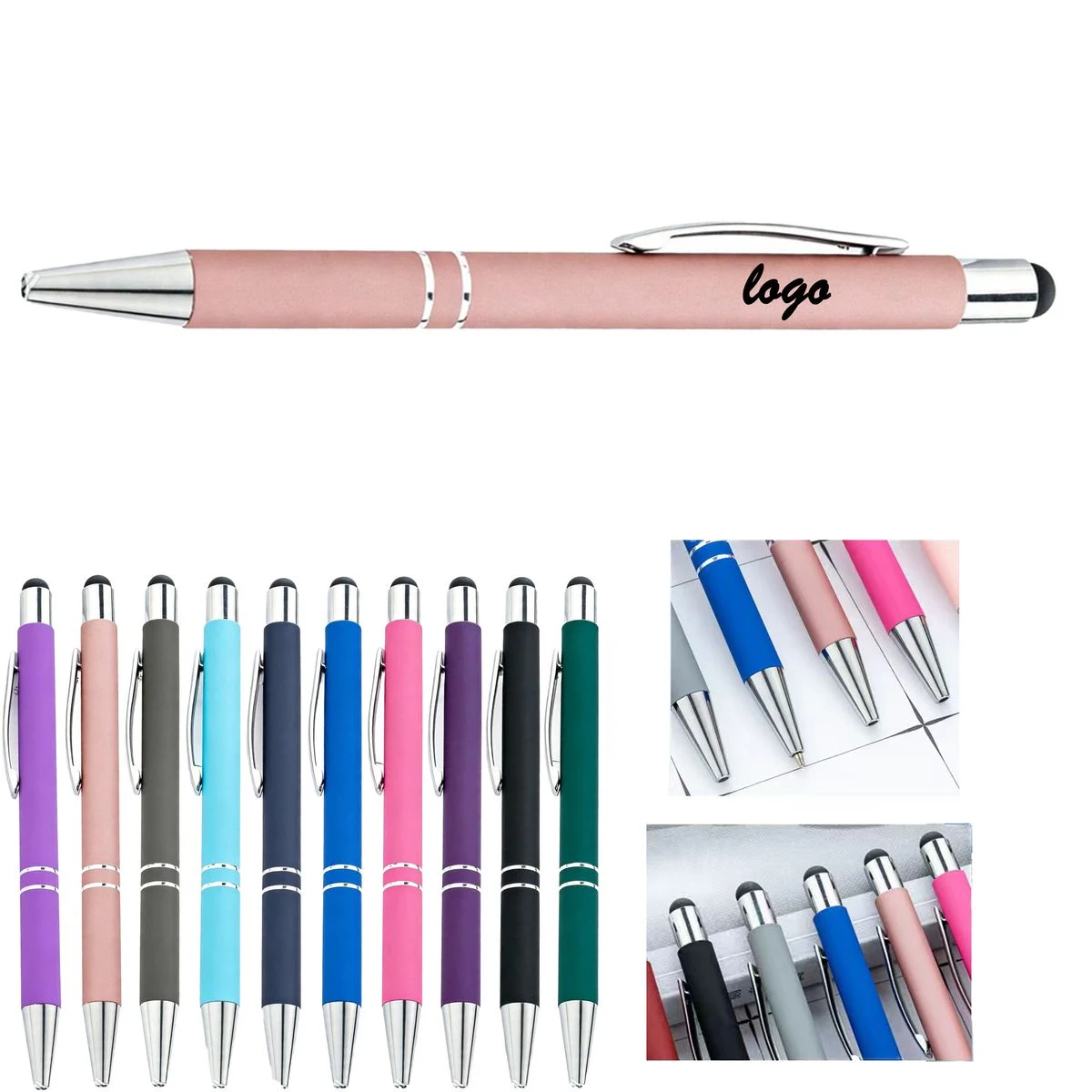 Matte 2 In 1 Touch Stylus Retractable Ball Pen 1