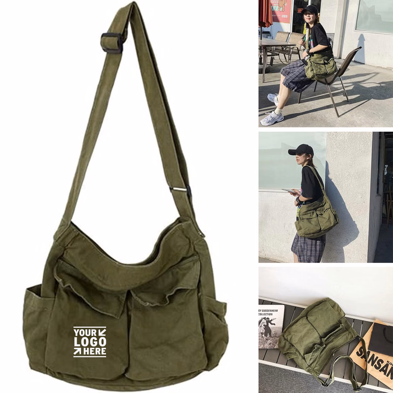 Aesthetic Cute School Vintage Canvas Messenger Crossbody Women Shoulder Laptop Bag