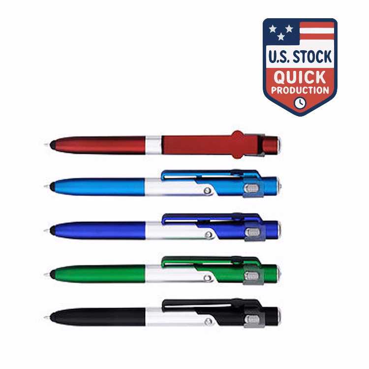 4-in-1 Ballpoint Pen with LED Light, Stylus & Built-In Phone Stand