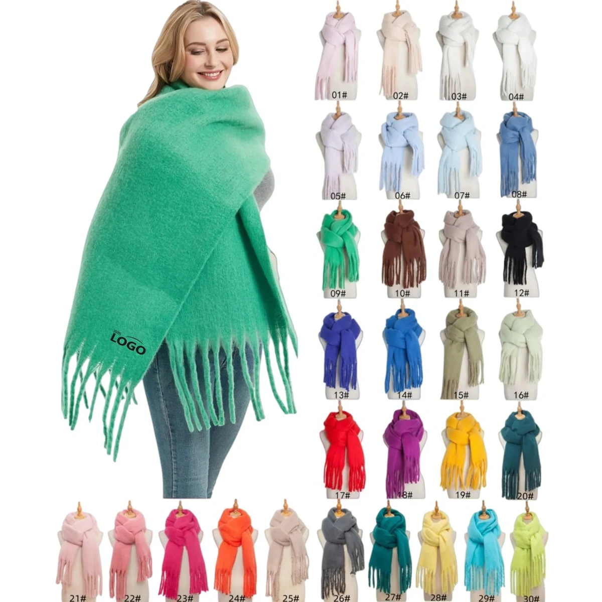 Polyester Long Fringe Thick Scarf Shawl 1